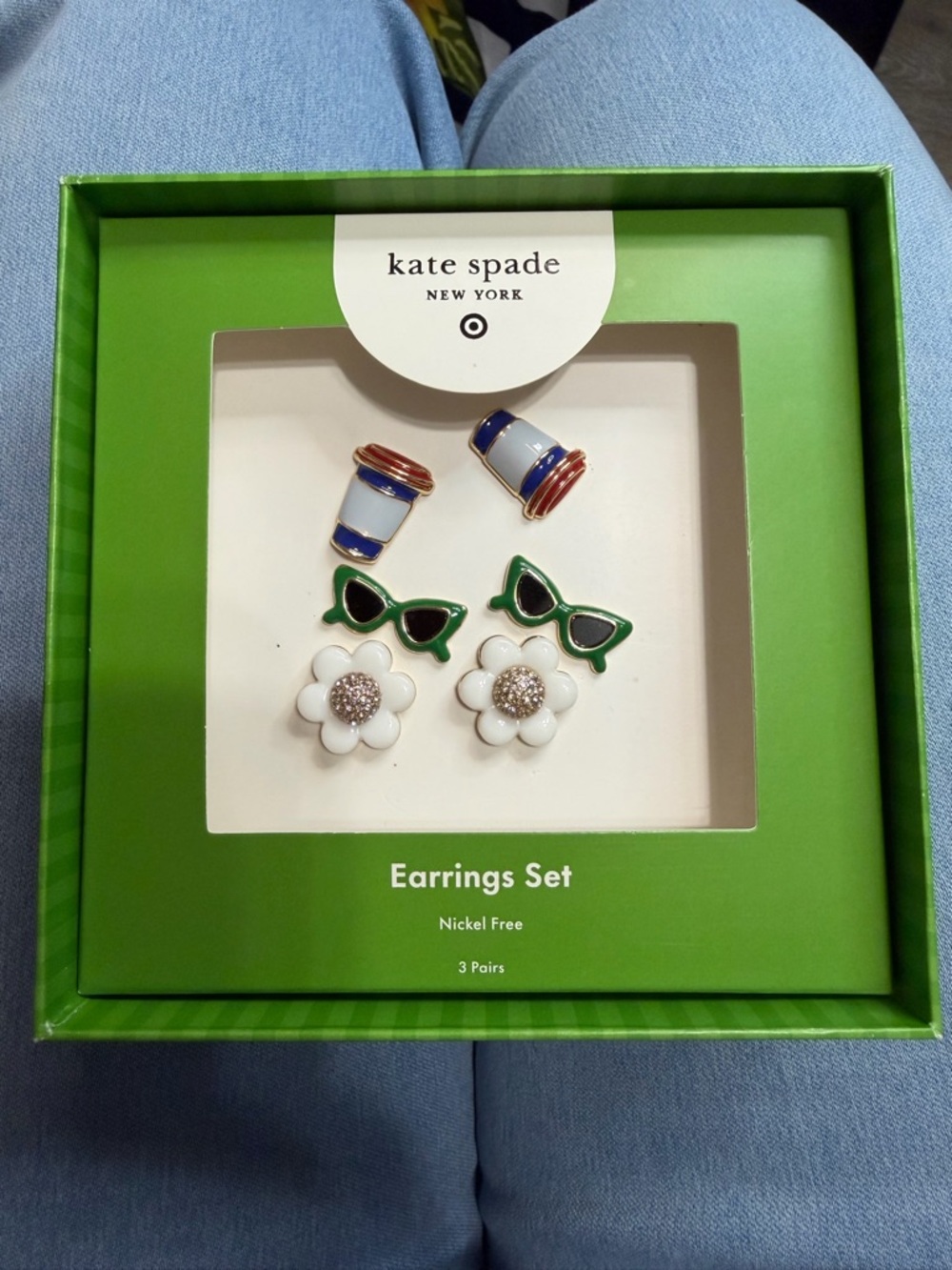 Kate Spade X Target earrings set three pairs coffee sunglasses flowers - Picture 1 of 4